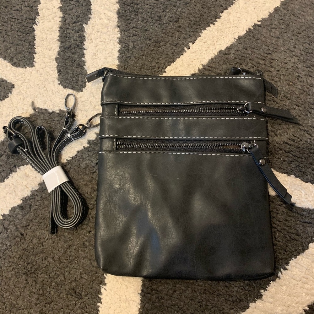 Black faux leather bag